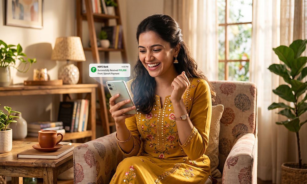 Woman using mobile phone; Turn Your Connections Into Earnings