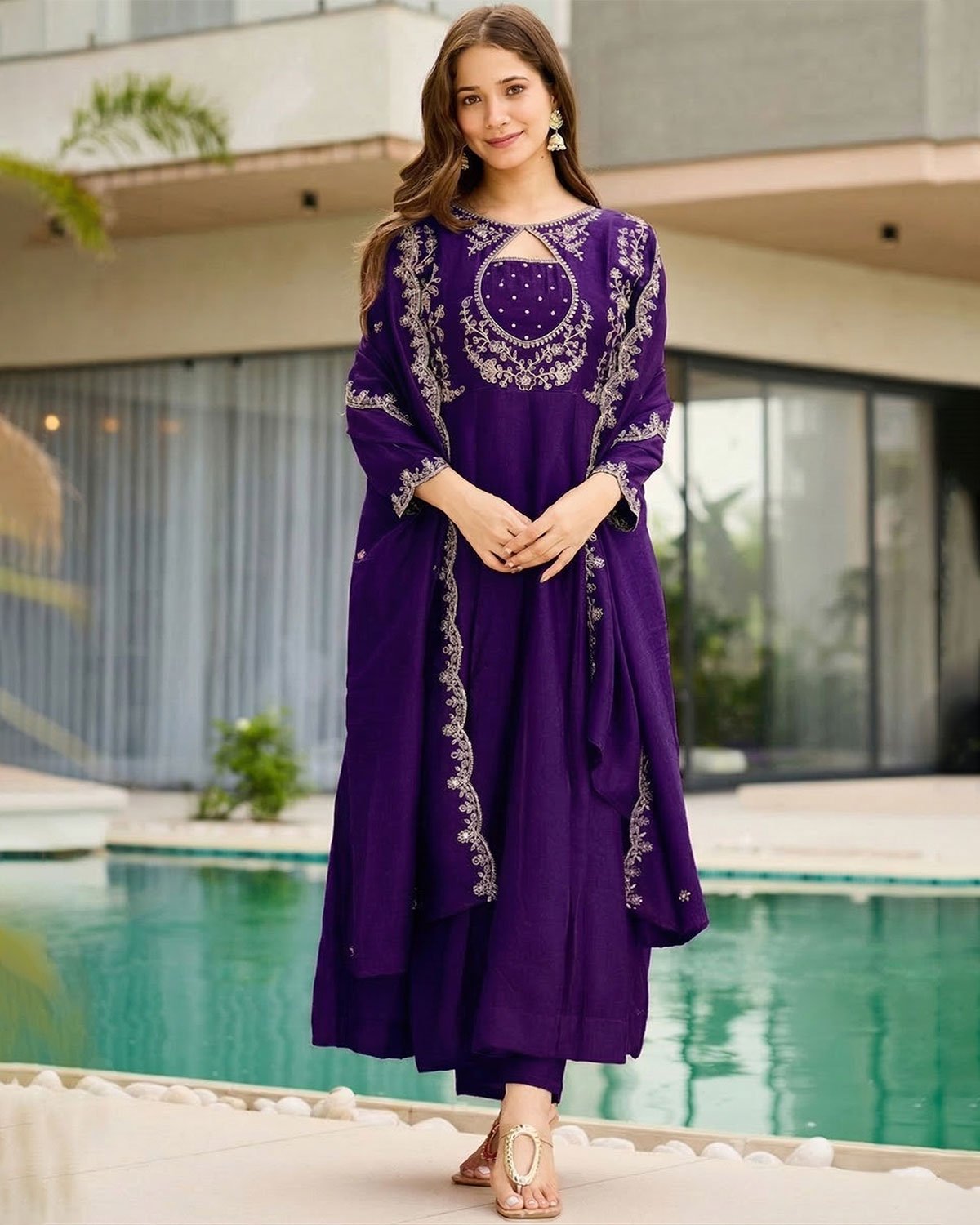 Art Silk Jacquard Design Suit for Women – Festive & Casual Wear