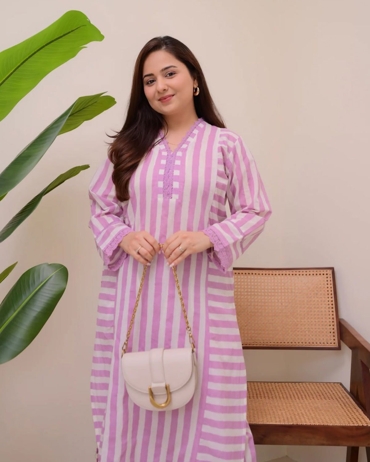 Striped Cotton Kurta with Palazzo Pant Set