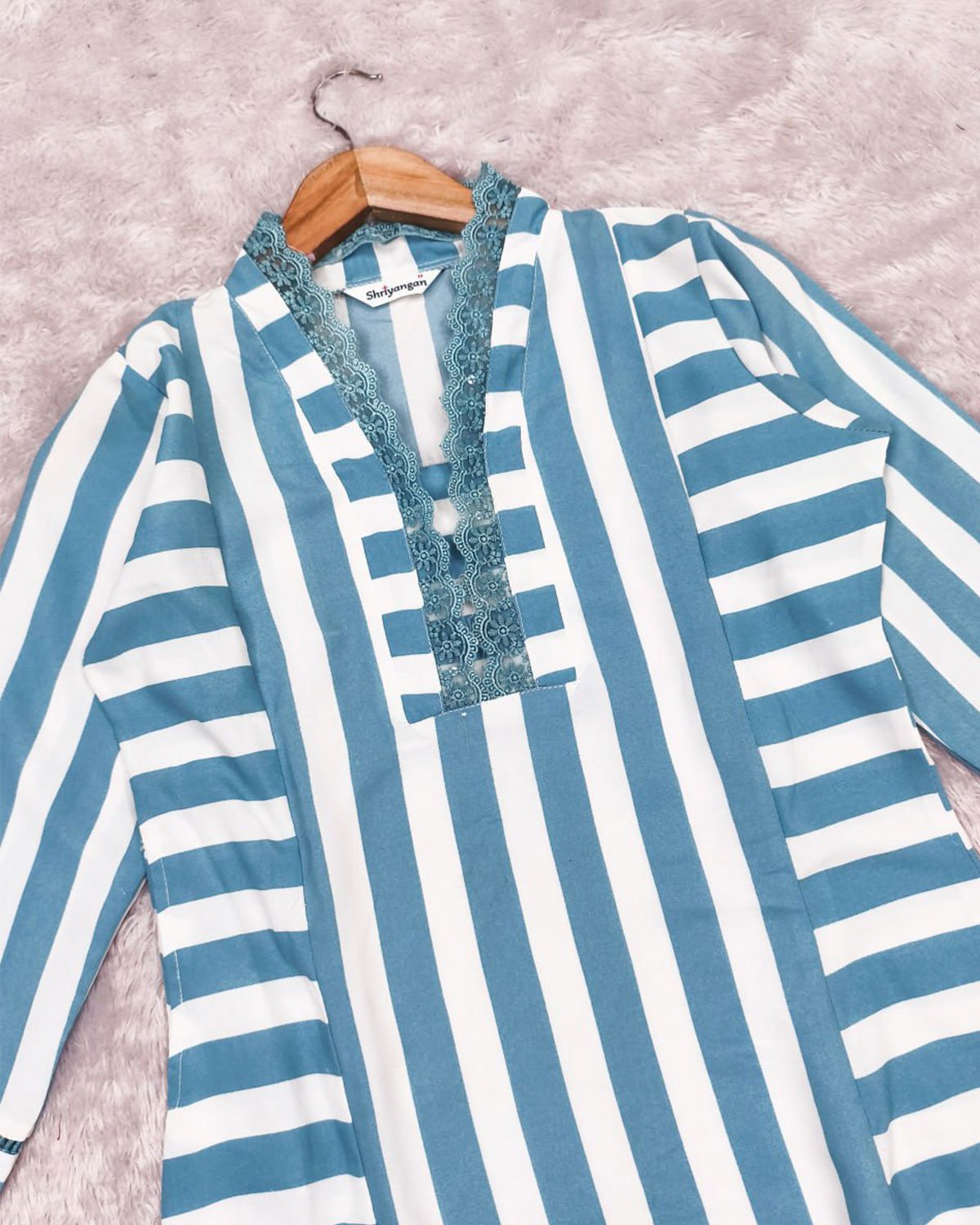 Striped Cotton Kurta with Palazzo Pant Set