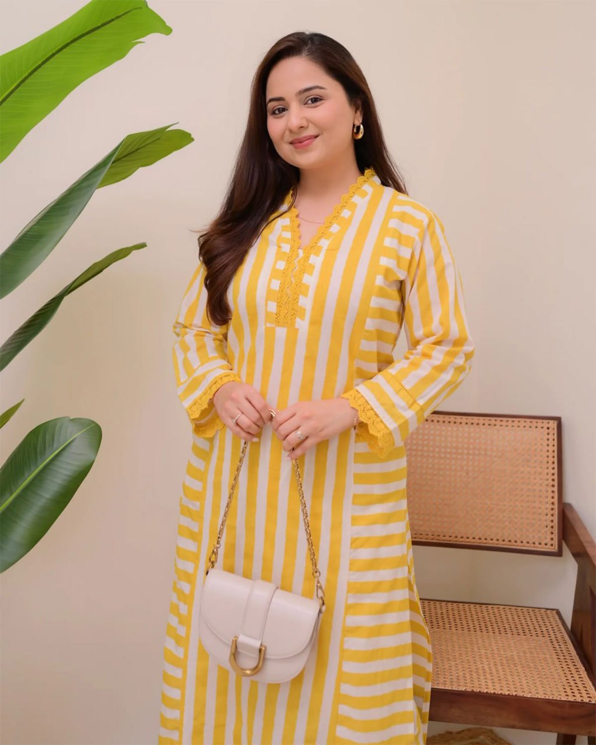 Striped Cotton Kurta with Palazzo Pant Set