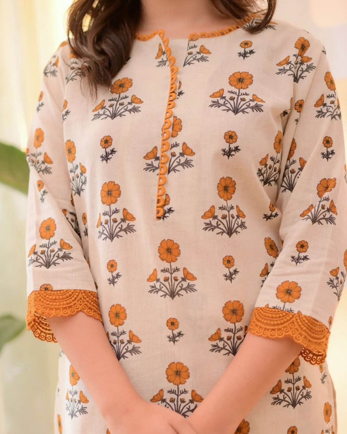 Floral Printed Cotton Kurta with Pant Set