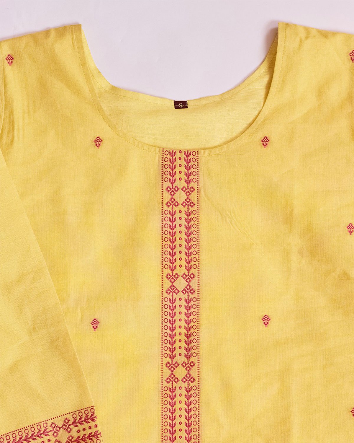 Pastel Yellow Ethnic Printed Salwar Suit Set – 3-Piece Cotton Suit