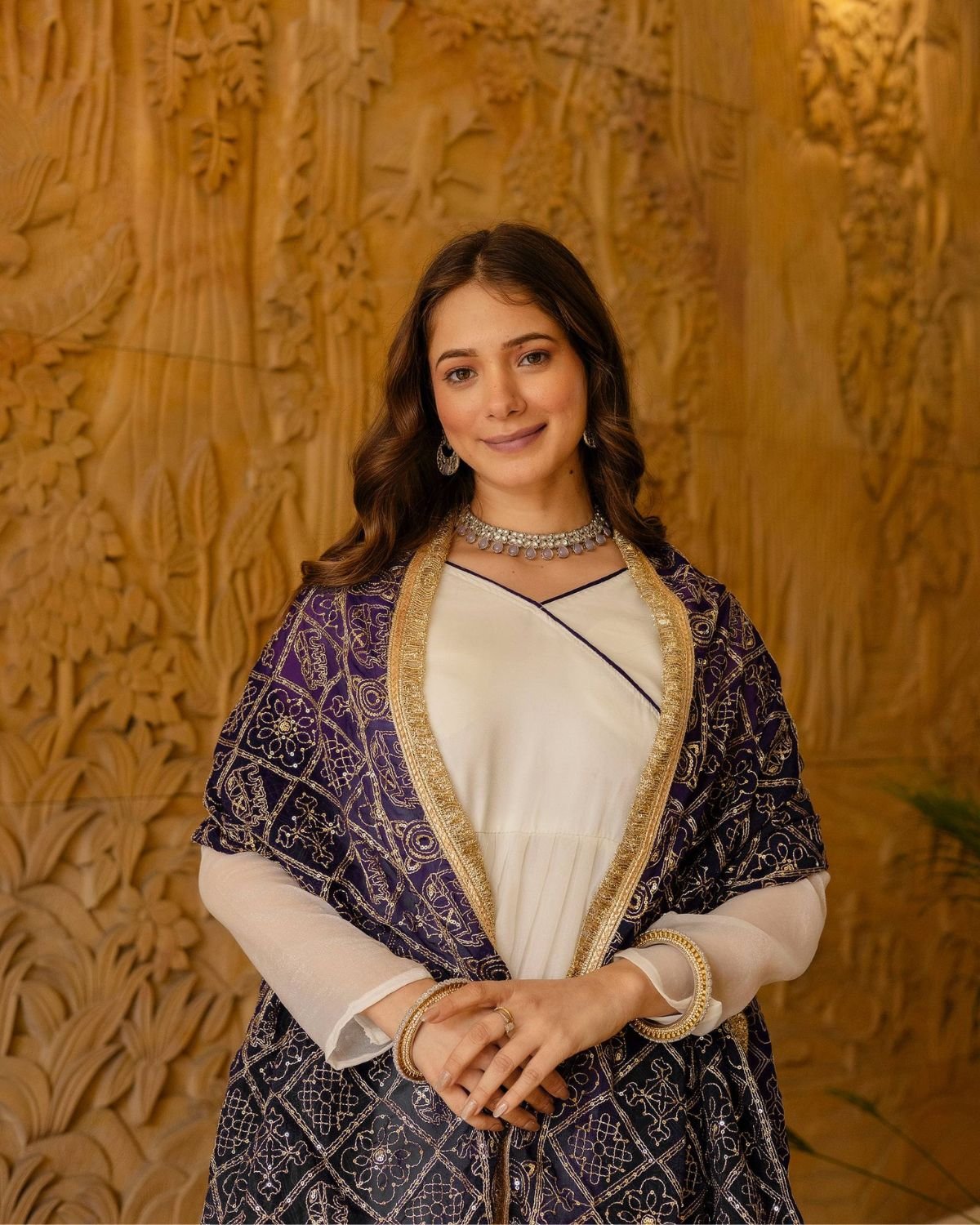 Tiered Flared Anarkali Gown with Printed Dupatta Set