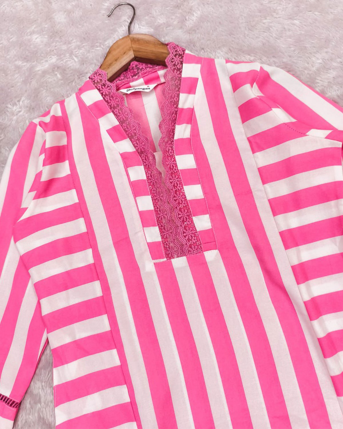 Striped Cotton Kurta with Palazzo Pant Set